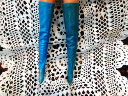 metallic blue boots